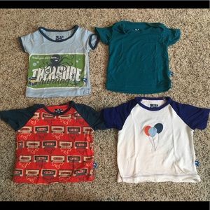 Lot of 4 baby boy Kickee Pants shirts 0-3 months